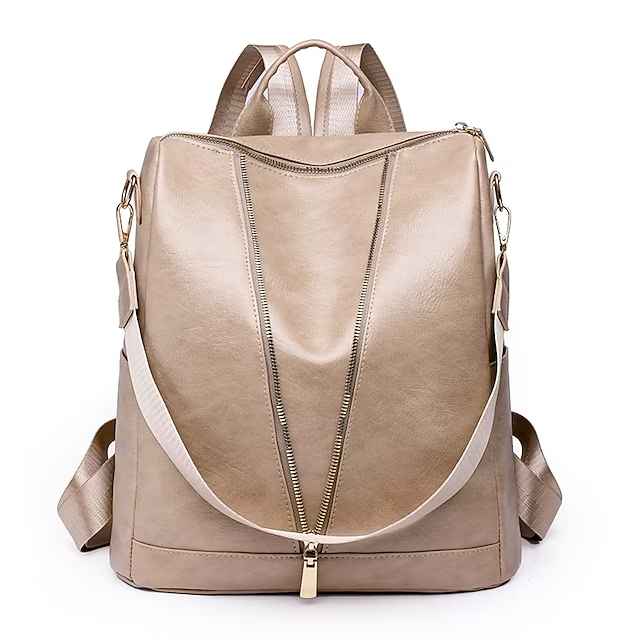 Women's Backpack School Bag Bookbag Mini Backpack School Traveling Solid Color PU Leather