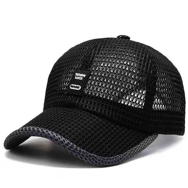 Unisex Baseball Cap Adjustable Sun Hat Black Blue Hollow Out Polyester