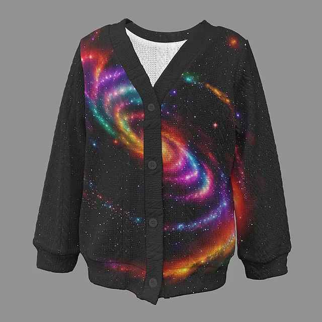 Boys 3D Galaxy Sweater & Cardigan Long Sleeve 3D Print Graphic Fall Winter