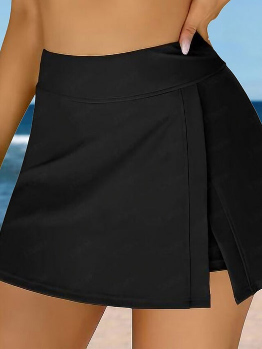 Women's Swimwear Beach Bottom Normal Swimsuit 2 in 1 Solid Color Black Bathing Suits