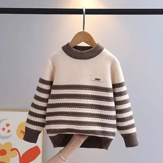 Kids Boys Sweater Graphic Long Sleeve Crewneck School Fashion Camel Fall Clothes 7-13 Years