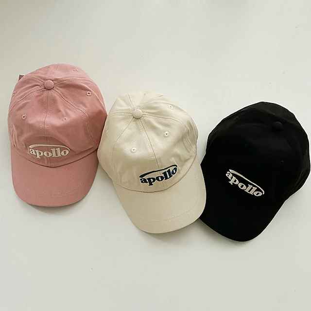 Toddler Girls' Sweet Daily Letter Cotton Hats & Caps Black / Pink / Beige One-Size