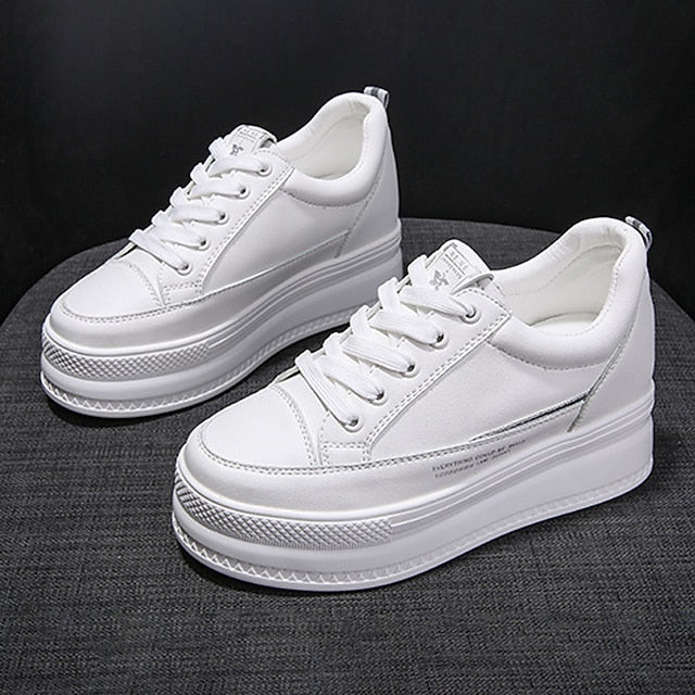 Women's Sneakers Height Increasing Shoes Platform Sneakers White Shoes