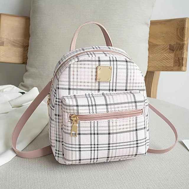 1pc Plaid Backpack Fashion Casual Backpack Student School Bag Small Backpack Trend Backpack