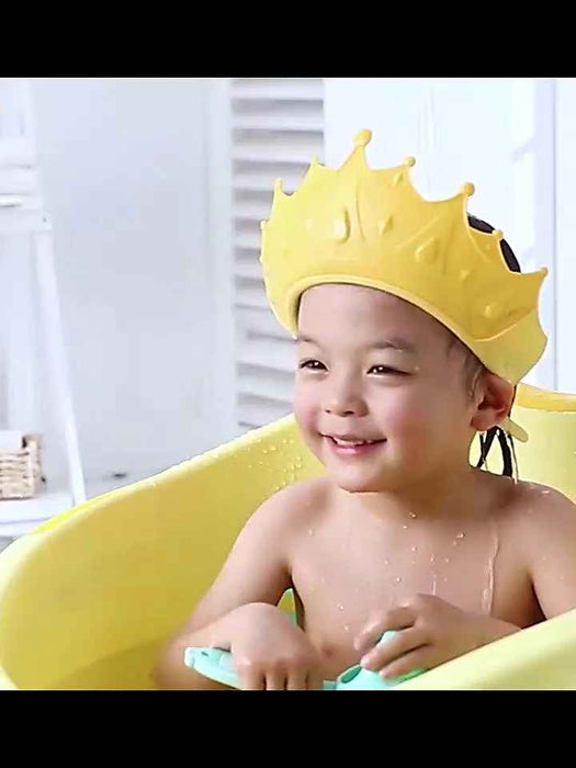 Baby Shower Cap Bathing Crown Shape Cap Adjustable Silicone Shampoo Visor hat