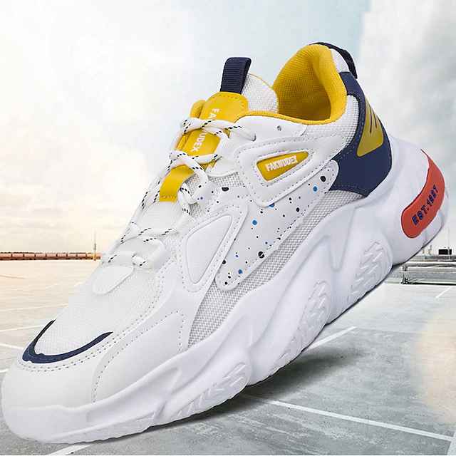 Men's Sneakers Sporty Look White Shoes Comfort Shoes Walking Sporty