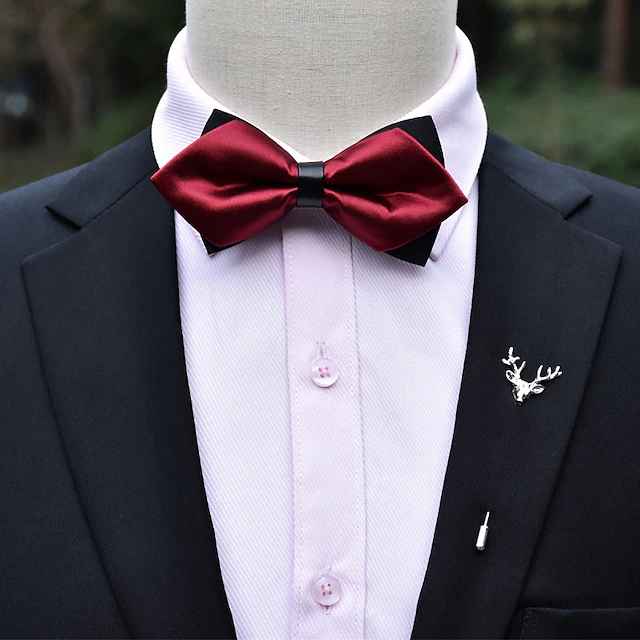 Men's Bow Tie Neckties Bowtie Pre-Tied Adjustable Bow Plain Wedding Birthday Party
