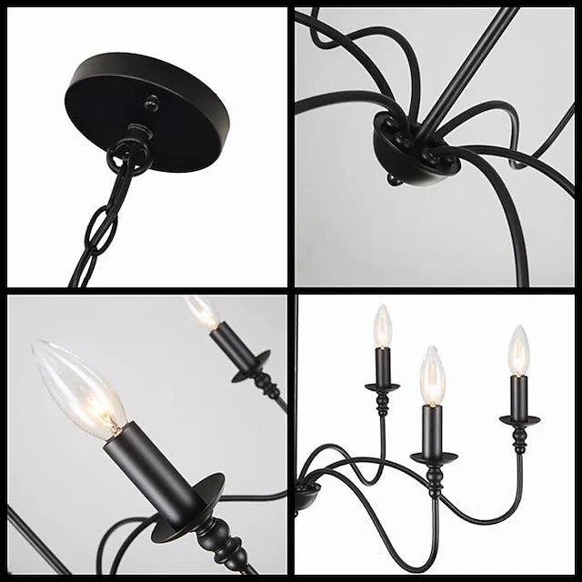88 cm LED Pendant Light 6 Light Candle Style Industrial Iron for Dining Room