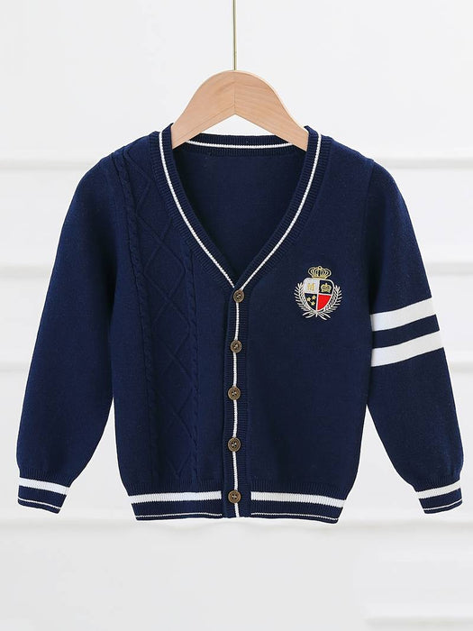 Toddler Boys Cardigan Solid Color Long Sleeve School Fashion Blue Spring Clothes 3-7 Years