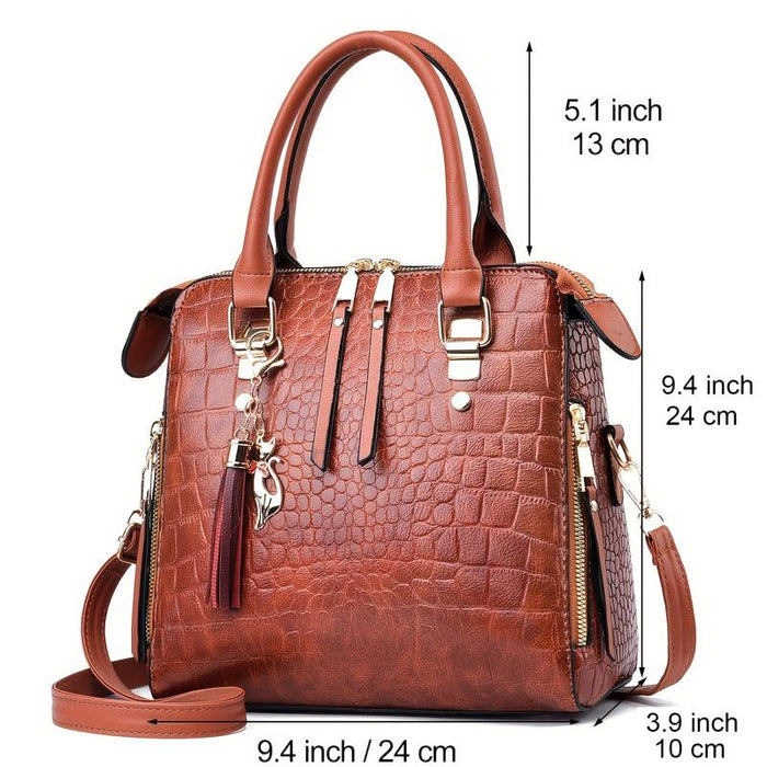 Women's Tote Bag Set Boston Bag PU Leather Shopping Daily Zipper Adjustable Large Capacity