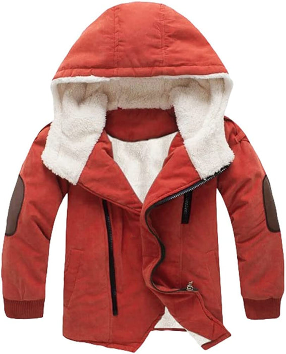 Kids Boys Coat Fleece Jacket Outerwear Solid Color Long Sleeve Zipper Coat Casual Fashion