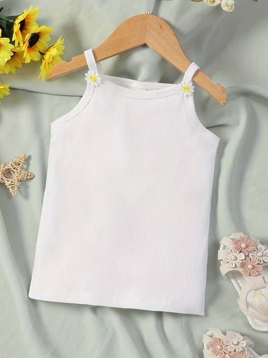 Toddler Girls' Tank Solid Color Outdoor Sleeveless Daily 100% Cotton 3-7 Years Summer White Pink Blue