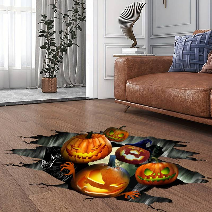 3D Halloween Wall Decals Removable, Pumpkin Halloween Wall Stickers Halloween Floor Decals