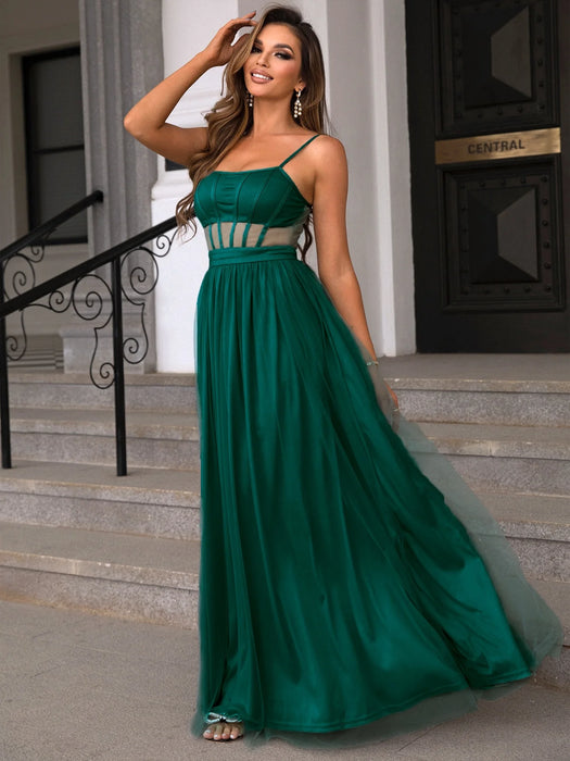 Women's Prom Dress Party Dress Corset Dress Long Dress Maxi Dress Dark Green Sleeveless