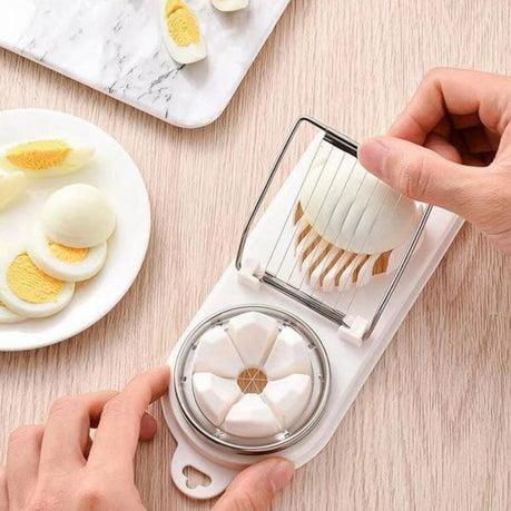 2-in-1 Egg Maker Kitchen Multi-function Egg Cutter Slice Cut Slicer Fancy Cut Stainless Steel Dual-use Slicer