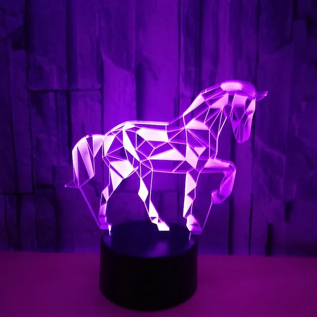 3D Horse Night Light 7 Color Illusion Change LED Table Desk Lamp