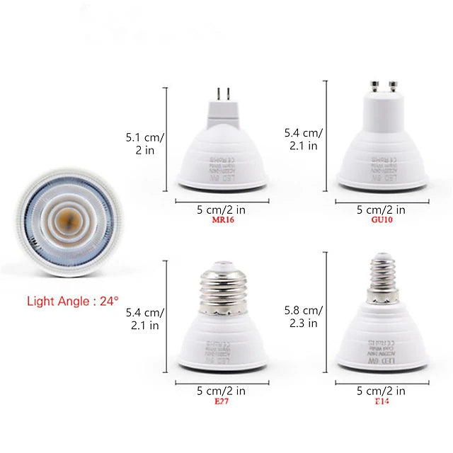 20pcs 6W Spotlight Track LED Light Bulb 600lm GU10 MR16 6LED Beads