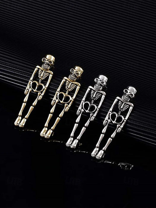 Halloween Skull Skeleton Drop Earrings - Gothic Style, Alloy Material