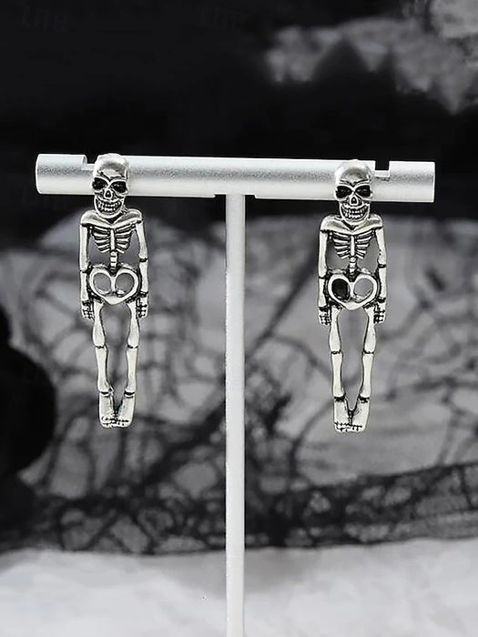 Halloween Skull Skeleton Drop Earrings - Gothic Style, Alloy Material