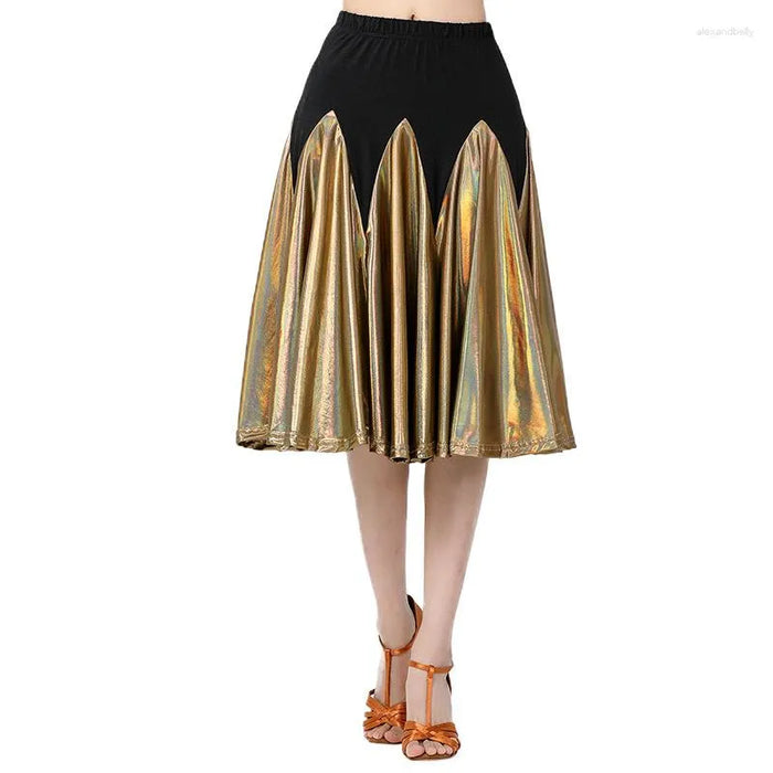Ballroom Dance Skirts Ruching Pure Color Splicing Women's Training Performance High Polyester