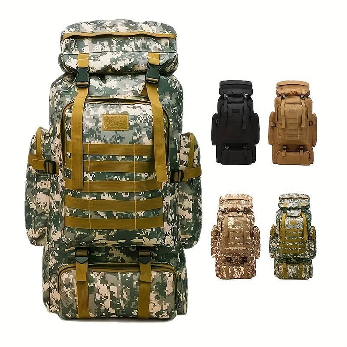 80L Tactical Backpack Waterproof Molle Camo Military Army Hiking Camping Backpack