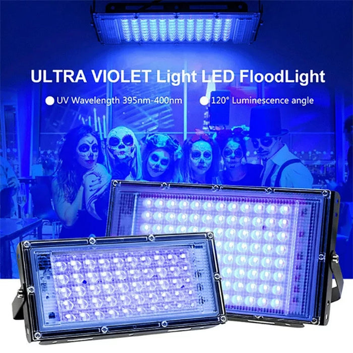 50W 100W LED UV Black Lights Stage Blacklight Ultraviolet Flood Effect Light for Halloween Xmas