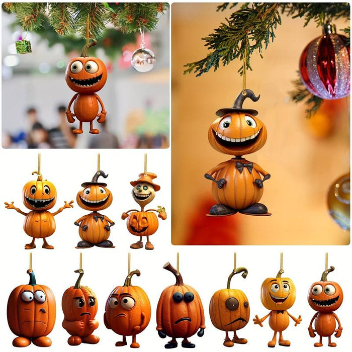 Halloween Acrylic Pumpkin Car Pendant, Rearview Mirror Pendant, Ghost Pumpkin Pendant Home Decor