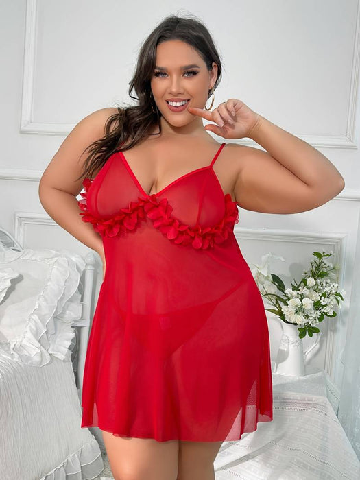 Women's Plus Size Chemises & Negligees Pure Color Lovers Hot Romantic Home Christmas