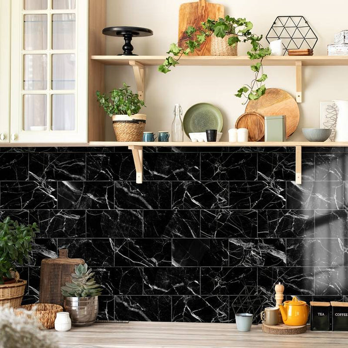 16pcs Marble Patterned Wallpaper, Waterproof Peel And Stick Wall Covering Sticker Film Home Deco, 4''x8''