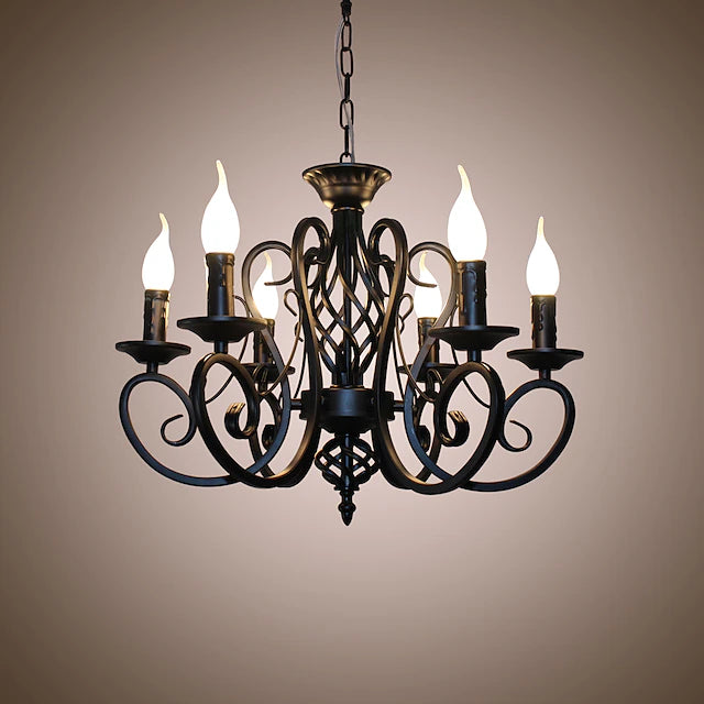 6-Light 53 cm Candle Style Chandelier Metal Painted Finishes Traditional / Classic 110-120V 220-240V