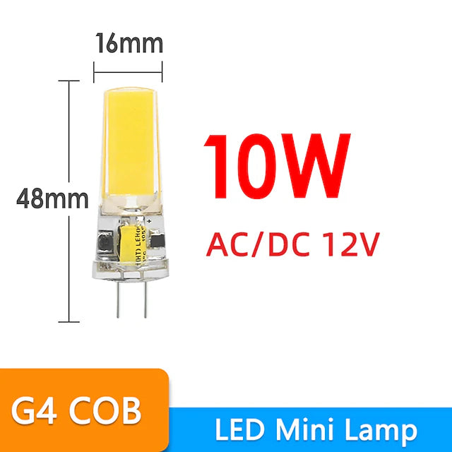 10pcs G4 10W 1000lm COB 2508 LED Bi-pin Light Bulb for Cabinet Light Ceiling Lights
