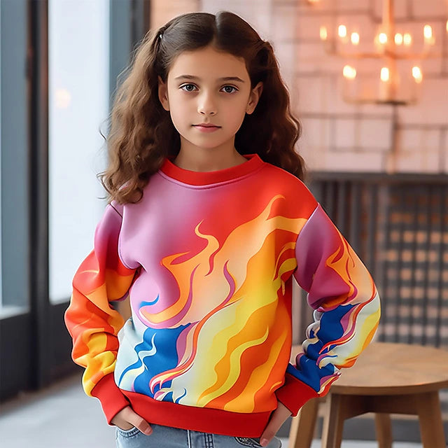 Unisex Boys Girls' 3D Graphic Rainbow Stripe Sweatshirt Long Sleeve 3D Print Summer Fall Fashion Streetwear Daily Polyester