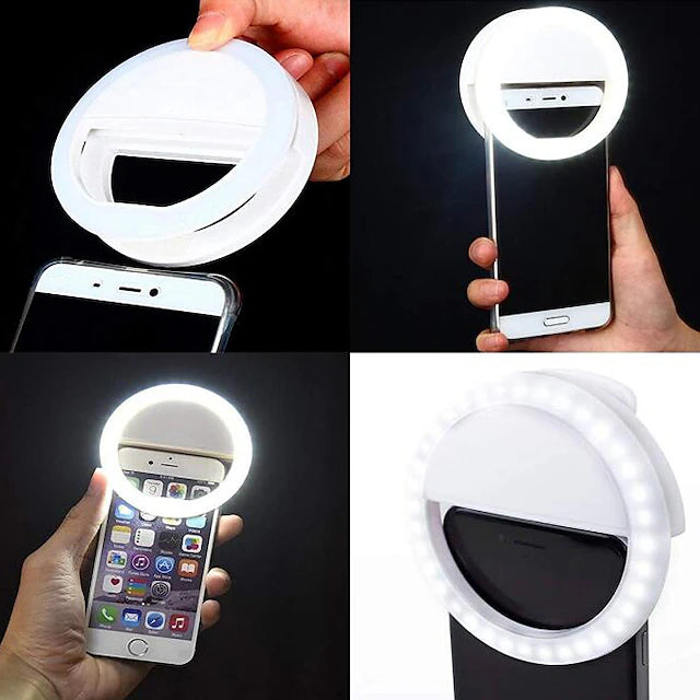 LED Smart Light 3 Modes Dimmable Selfie Light AAA Batteries Powered 1pc