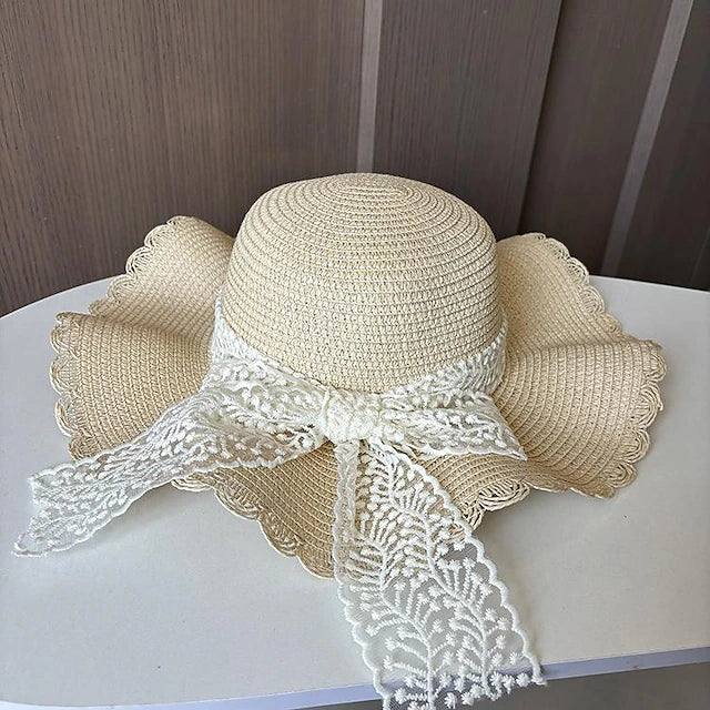 Hats Headwear Acrylic / Cotton Straw Bucket Hat Straw Hat Sun