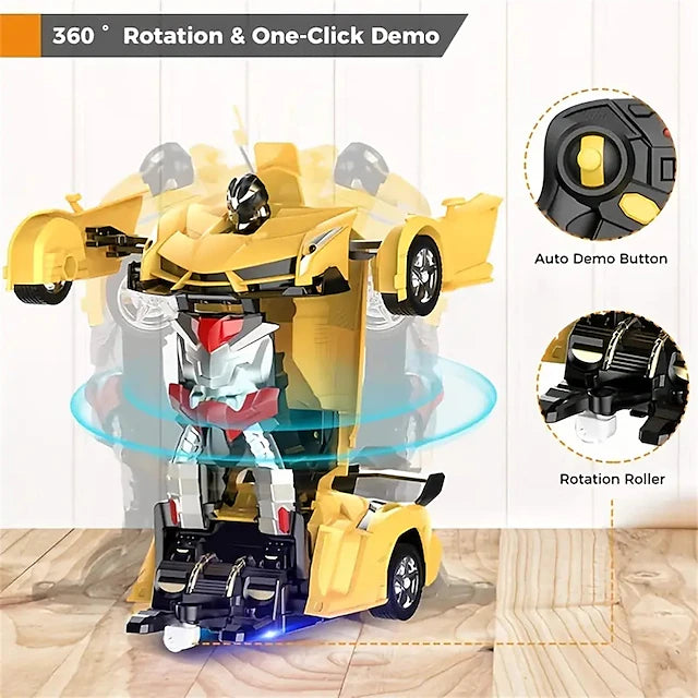 Remote Control Transform Car Robot Toy With Lights Deformation RC Car 360Rotating Stunt Race Car Toys
