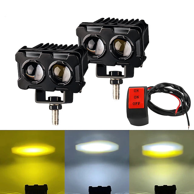 2pcs Motorcycle Fog Lights Switch High Low Flash LED Scooter Fog