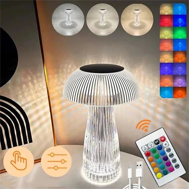 Modern Creative Jellyfish Lamp Crystal Rechargeable Table Lamp Nightlights