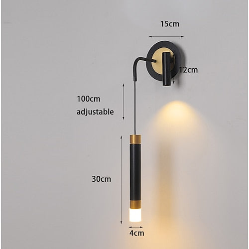 Mid-Century Modern Wall Lights, Linear Black Vanity Lamps, 3000K Warm WhiteLED Wall