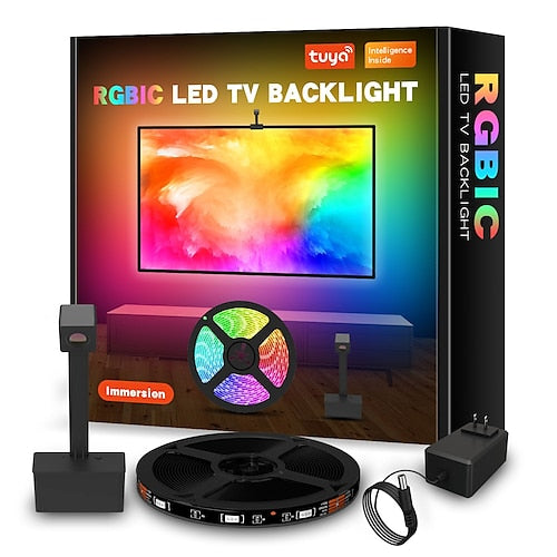 Envisual TV LED Backlights with Camera 3.8M RGBIC Wi-Fi TV Backlights for TVs PC Works with Alexa