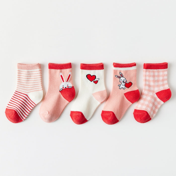 Kids Girls' 5 Pairs Socks Multicolor Color Block Summer Spring Sweet Daily Wear 1-12 Years