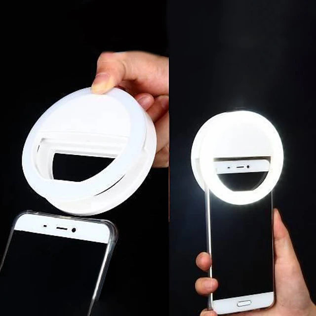 LED Smart Light 3 Modes Dimmable Selfie Light AAA Batteries Powered 1pc