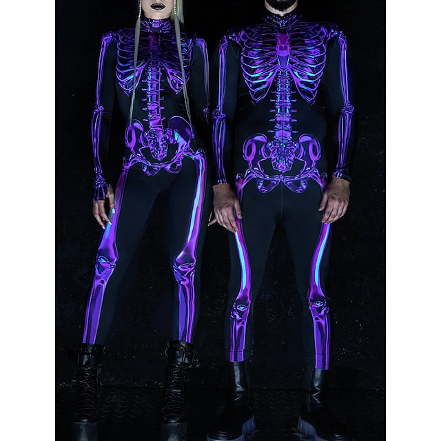 Skull Skeleton Cosplay Costume Bodysuits Halloween Group Couples