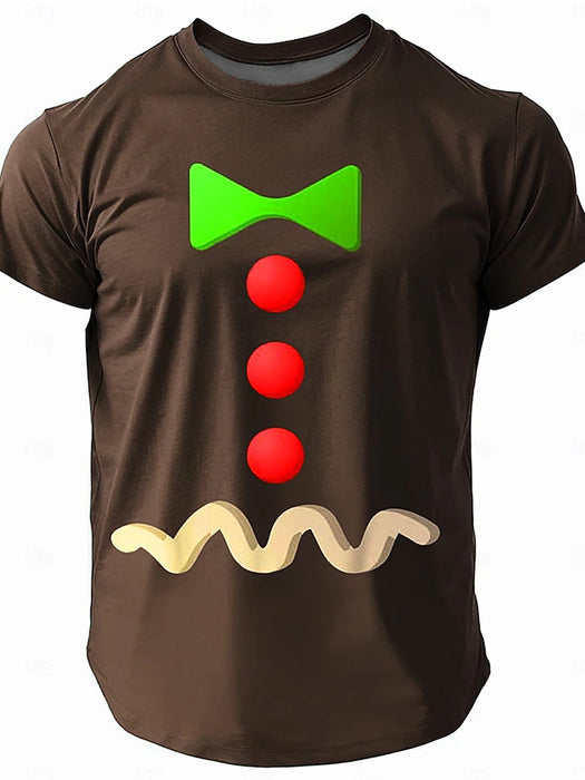 Christmas Men's Bowknot T shirt Short Sleeve T shirt 3D Print Crew Neck