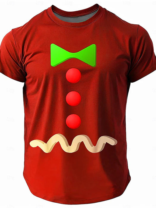 Christmas Men's Bowknot T shirt Short Sleeve T shirt 3D Print Crew Neck