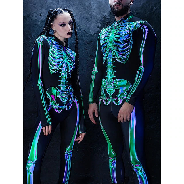 Skull Skeleton Cosplay Costume Bodysuits Halloween Group Couples