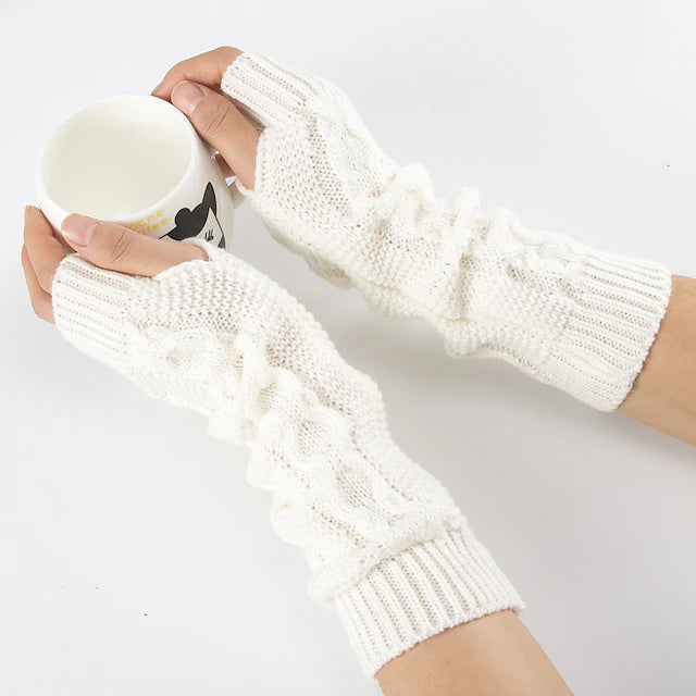 Women's Fingerless Gloves Warm Winter Gloves Gift Daily Solid /
