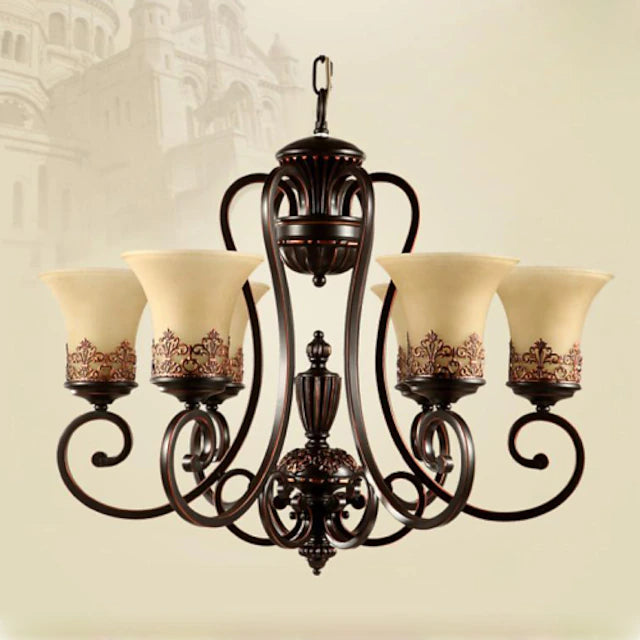 5-Light 68 cm Candle Style Chandelier Metal Glass Painted Finishes Vintage 110-120V / 220-240V / E26 / E27
