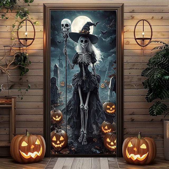 Halloween Door Decorations Skeleton Halloween Door Covers Door Tapestry