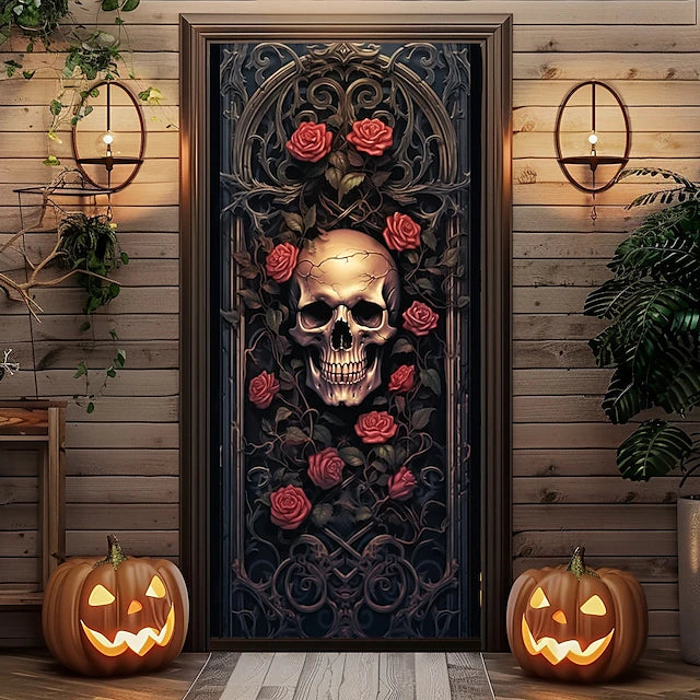 Halloween Door Decorations Skeleton Halloween Door Covers Door Tapestry