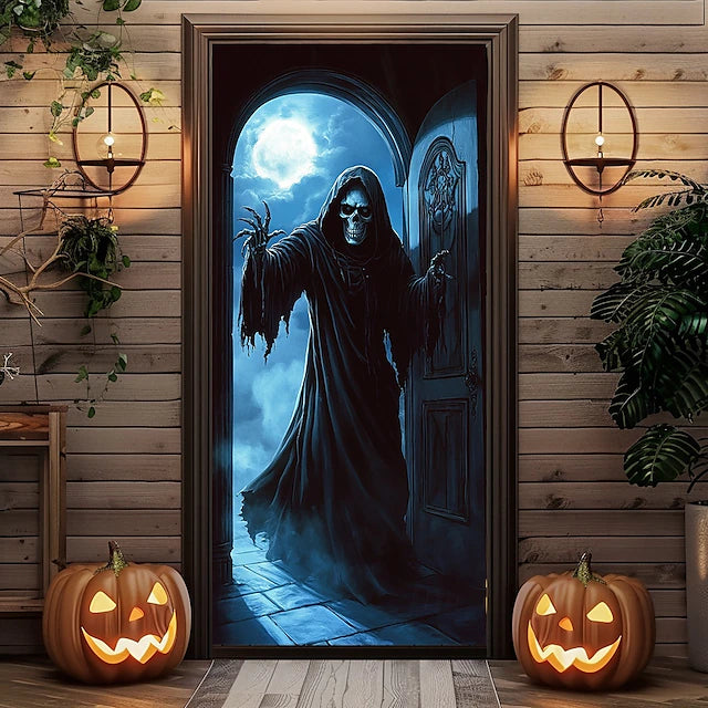 Halloween Door Decorations Halloween Door Covers Face Death Door Tapestry